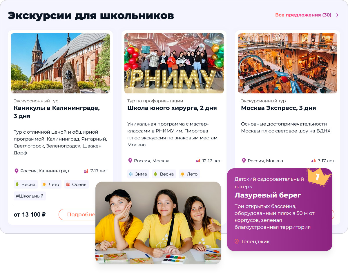 Разработка сайта-агрегатора детских лагерей на 1С-Битрикс